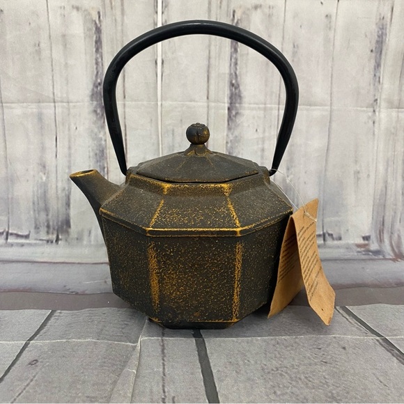 NWT Cast Iron Pagoda Tea Pot Loose Leaf Tea Old Dutch Black Gold - Picture 1 of 12